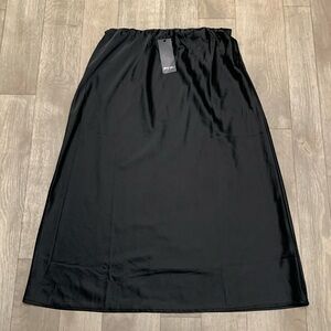 Womens NWT Nasty‎ Gal Black Dark Goth Satin Midi Pull On Skirt